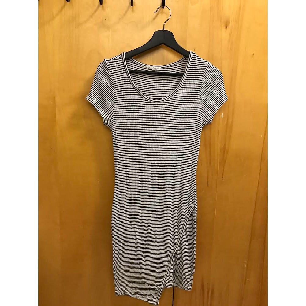 Black and white striped bodycon dress